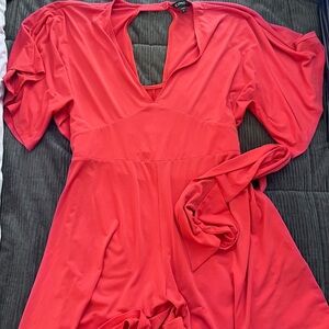 Express Vibrant Red Short Sleeve Romper